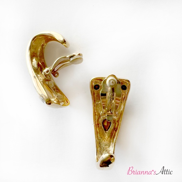 GIVENCHY Crystal & Faux Pearl Clip-On Earrings. Wedding/Estate Earrings - Picture 3 of 10